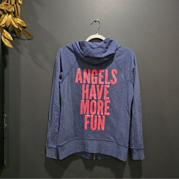 Victoria's Secret Angels Have More Fun Zip Down Sweater Hoodie Sz M McBling Y2K - Picture 2 of 12